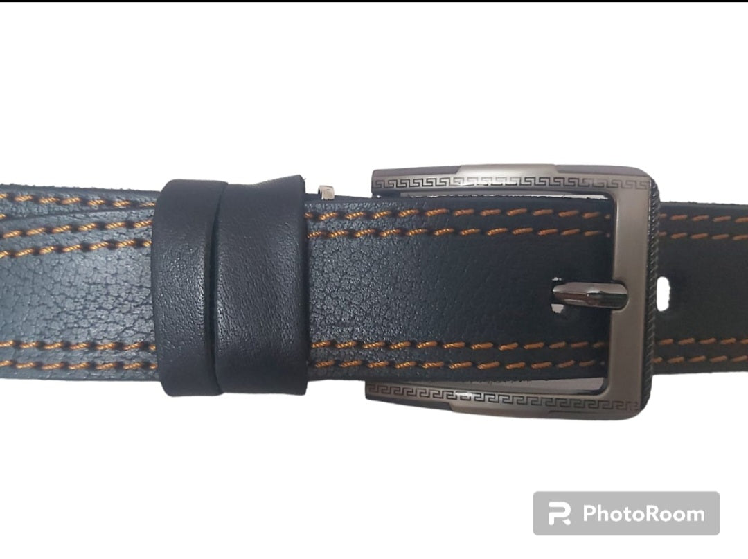 Trendy leather belt men - color black