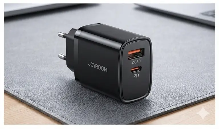 JOYROOM 20W Fast Charger PD + QC3.0 – شاحن حائط سريع بمنفذي USB-A و USB-C - الصورة 2