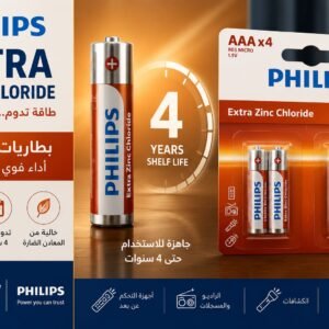 بطاريات فيليبس PHILIPS AAA × 4 – Extra Zinc Chloride