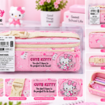 مقلمة أقلام Hello Kitty وردي – تصميم كيوت ومنظم للمدرسة والمكتب
